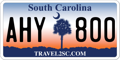 SC license plate AHY800