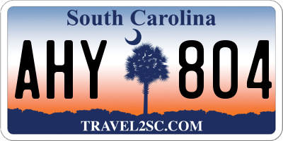 SC license plate AHY804