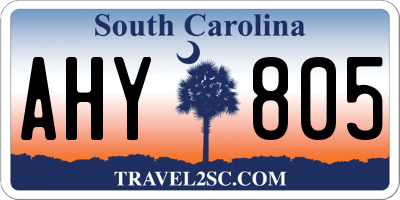 SC license plate AHY805