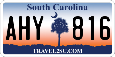 SC license plate AHY816