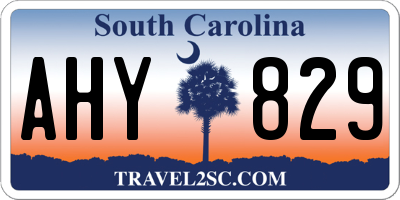 SC license plate AHY829