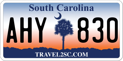 SC license plate AHY830