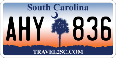 SC license plate AHY836