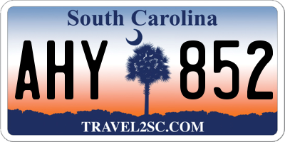 SC license plate AHY852