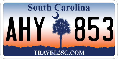 SC license plate AHY853