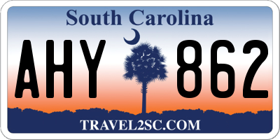 SC license plate AHY862