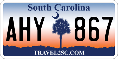 SC license plate AHY867
