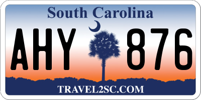 SC license plate AHY876