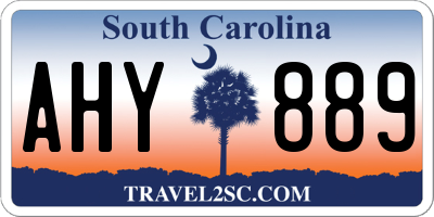 SC license plate AHY889
