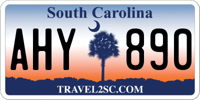 SC license plate AHY890