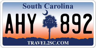 SC license plate AHY892
