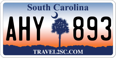 SC license plate AHY893