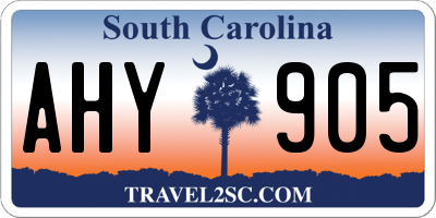 SC license plate AHY905