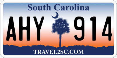 SC license plate AHY914