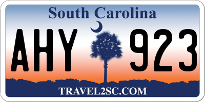 SC license plate AHY923