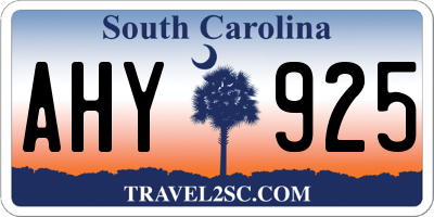SC license plate AHY925