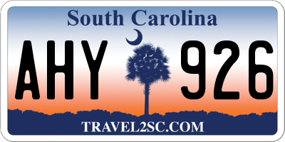 SC license plate AHY926
