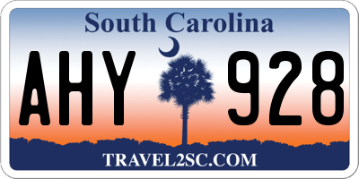 SC license plate AHY928