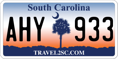 SC license plate AHY933