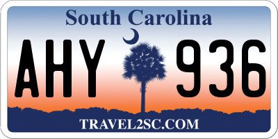 SC license plate AHY936