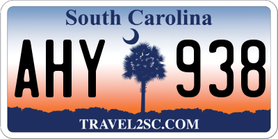 SC license plate AHY938