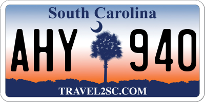 SC license plate AHY940