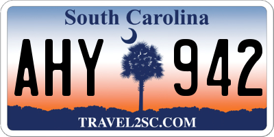 SC license plate AHY942