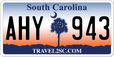 SC license plate AHY943