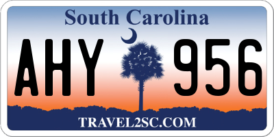 SC license plate AHY956