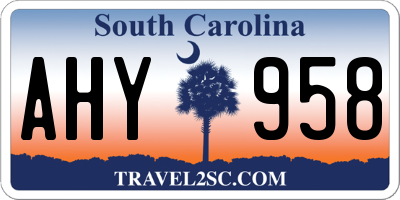 SC license plate AHY958