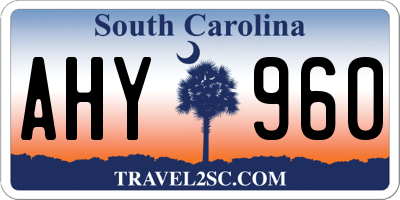 SC license plate AHY960