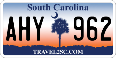 SC license plate AHY962