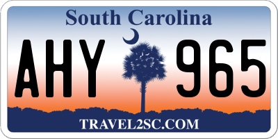 SC license plate AHY965