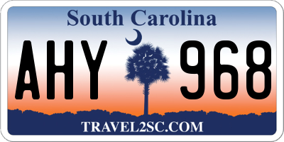 SC license plate AHY968