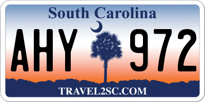 SC license plate AHY972