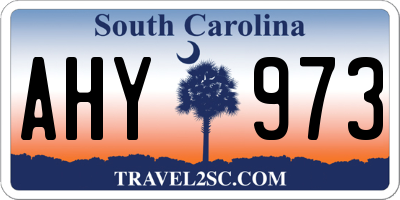 SC license plate AHY973