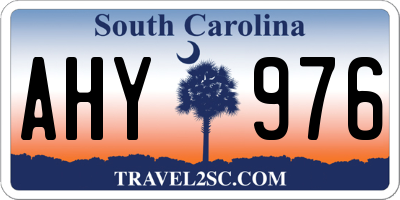 SC license plate AHY976