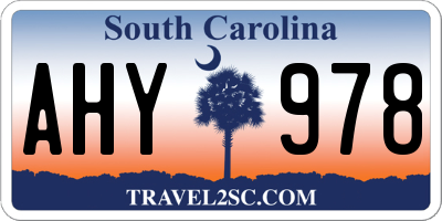 SC license plate AHY978