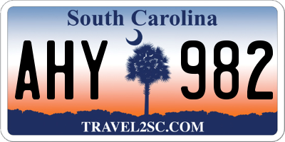 SC license plate AHY982