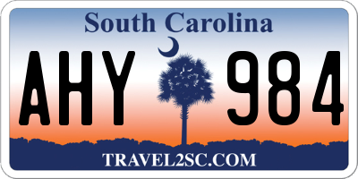 SC license plate AHY984