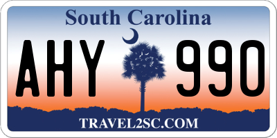 SC license plate AHY990