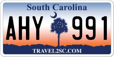 SC license plate AHY991
