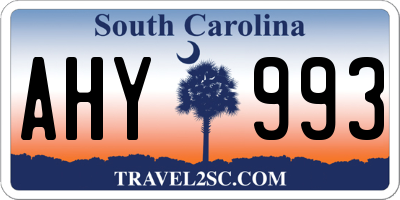 SC license plate AHY993