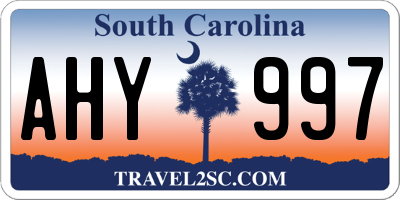 SC license plate AHY997