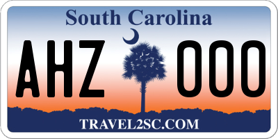 SC license plate AHZ000