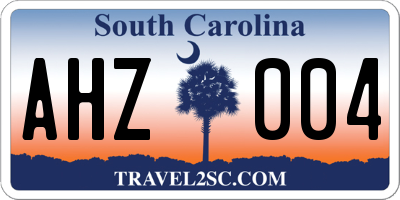 SC license plate AHZ004