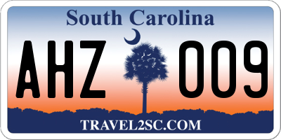 SC license plate AHZ009