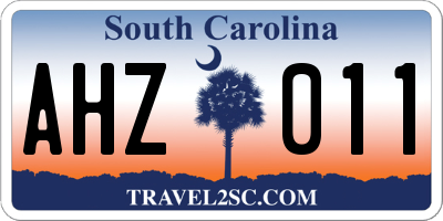 SC license plate AHZ011