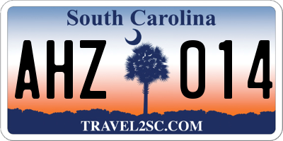 SC license plate AHZ014