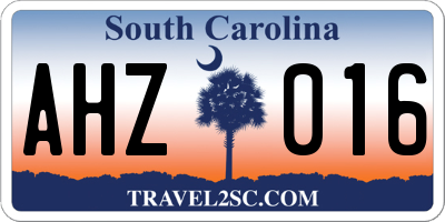 SC license plate AHZ016